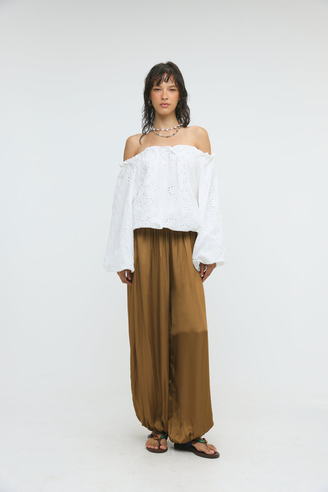 Eyelet White Off Shoulder Blouse