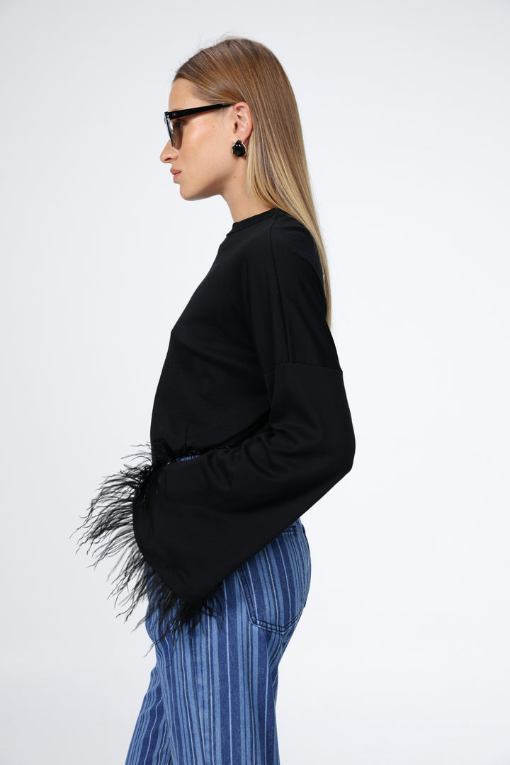 Boyfriend Black Feathers Shirt