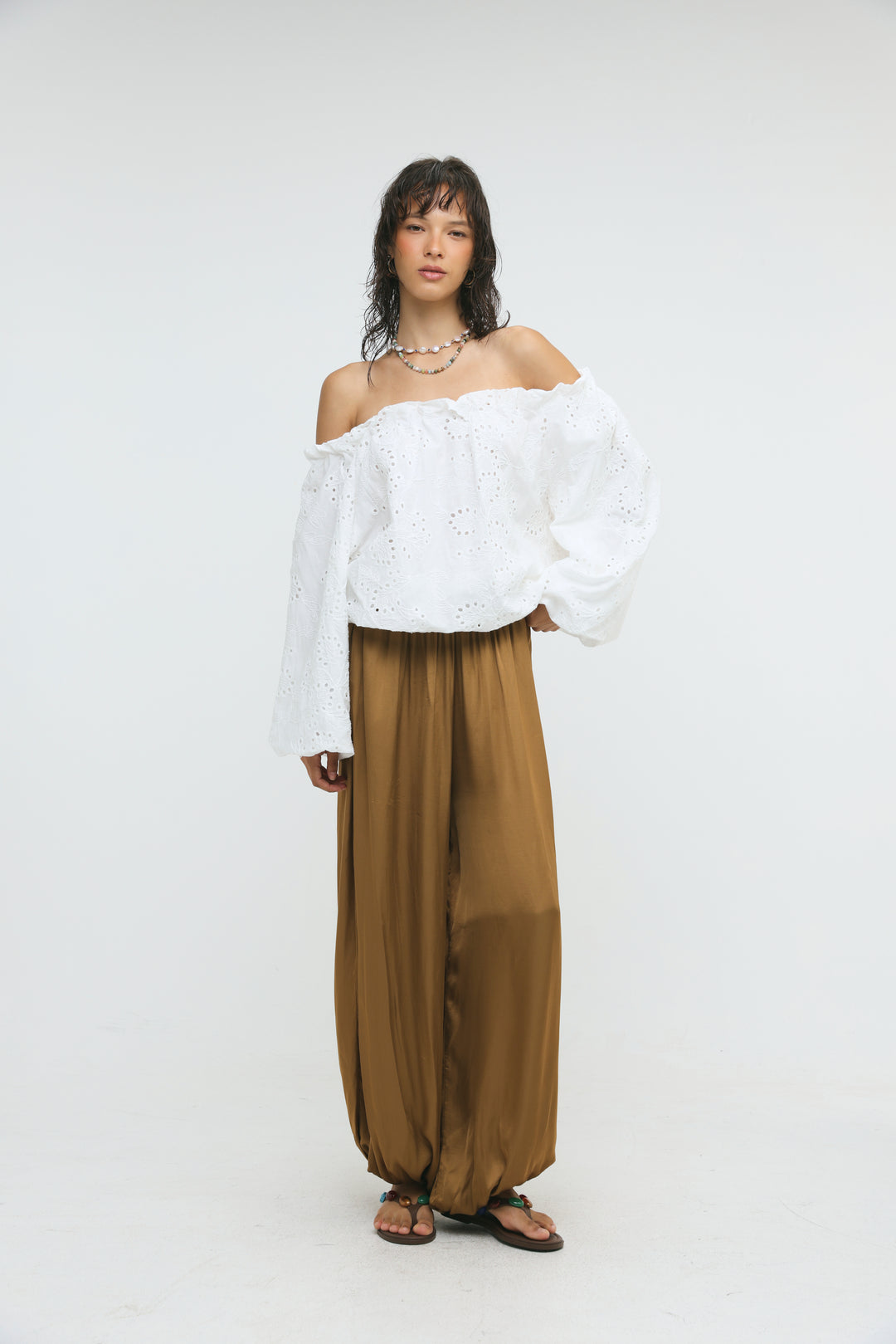 Eyelet White Off Shoulder Blouse