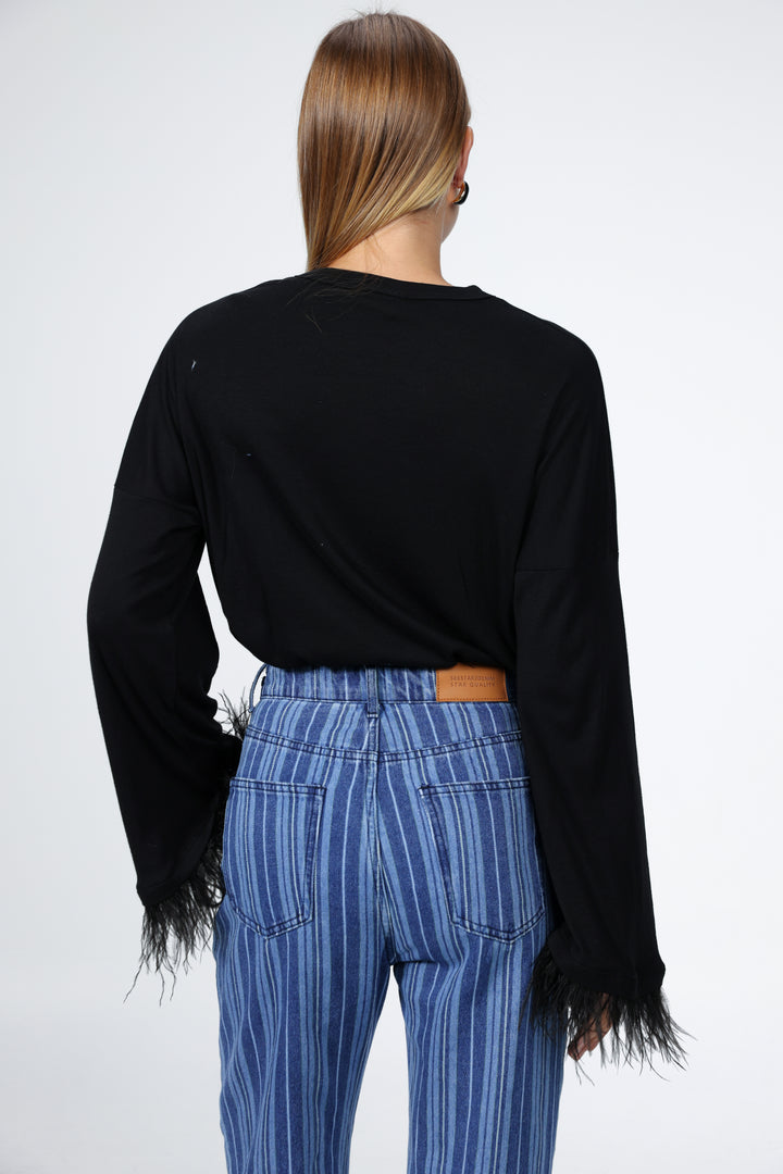 Boyfriend Black Feathers Shirt