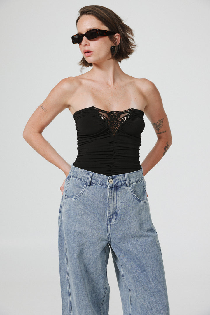 Livi Black Strapless Top