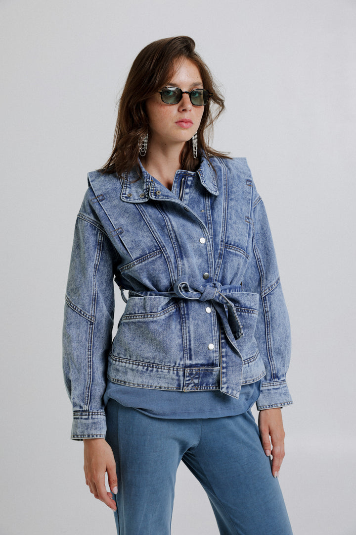 Wrap Light Blue Denim Jacket