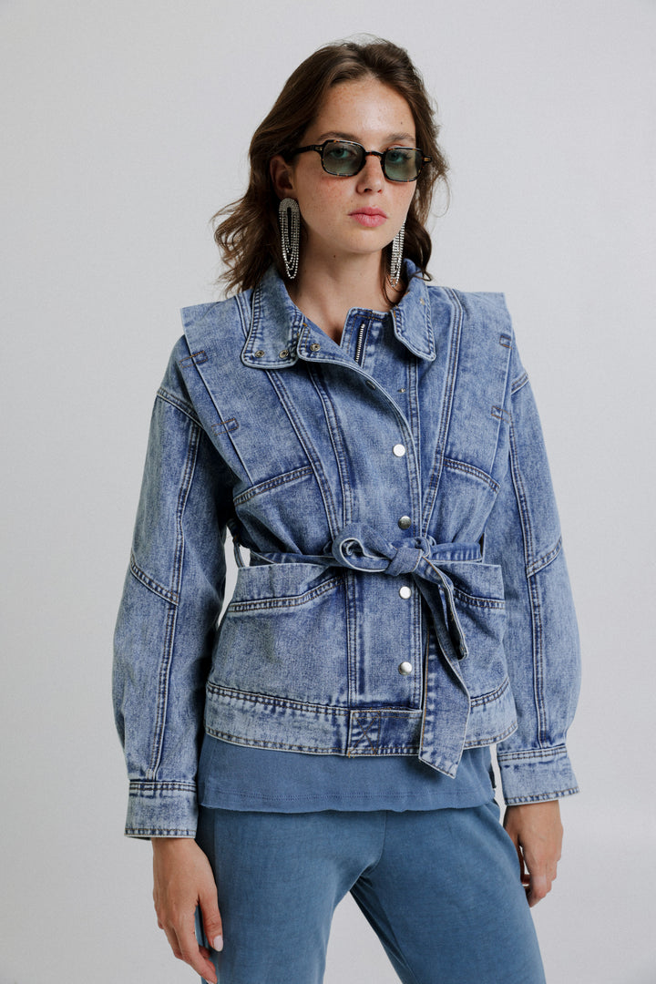 Wrap Light Blue Denim Jacket