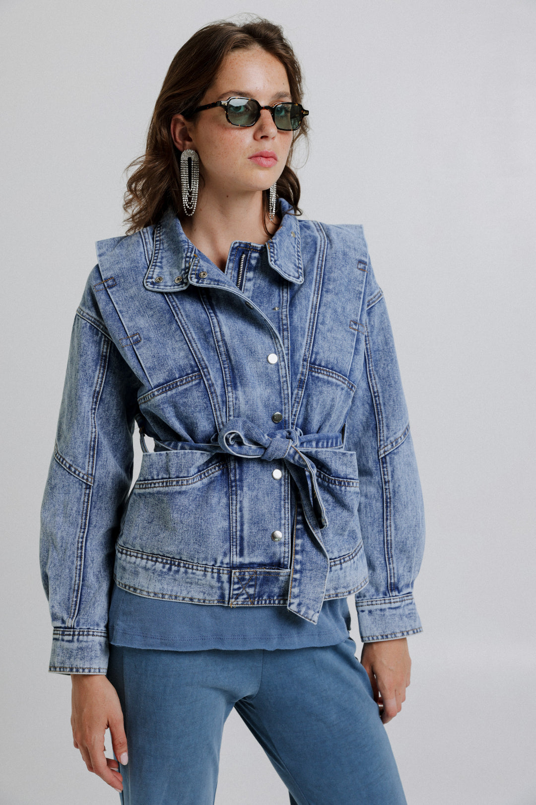 Wrap Light Blue Denim Jacket