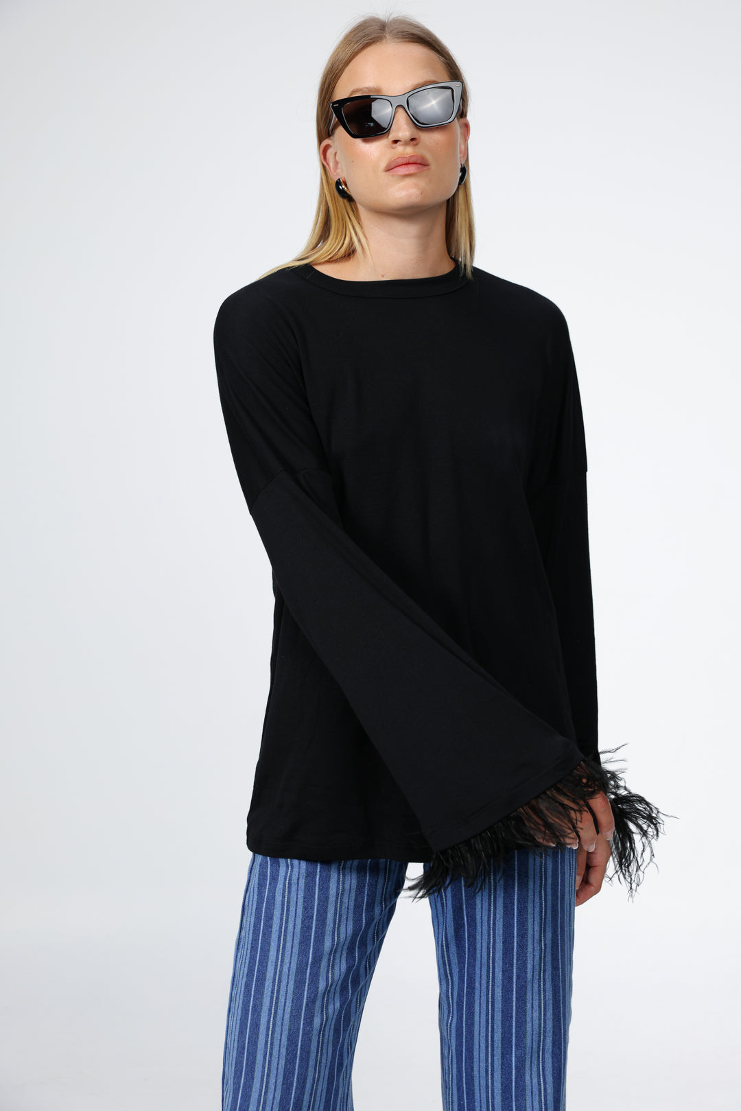 Boyfriend Black Feathers Shirt