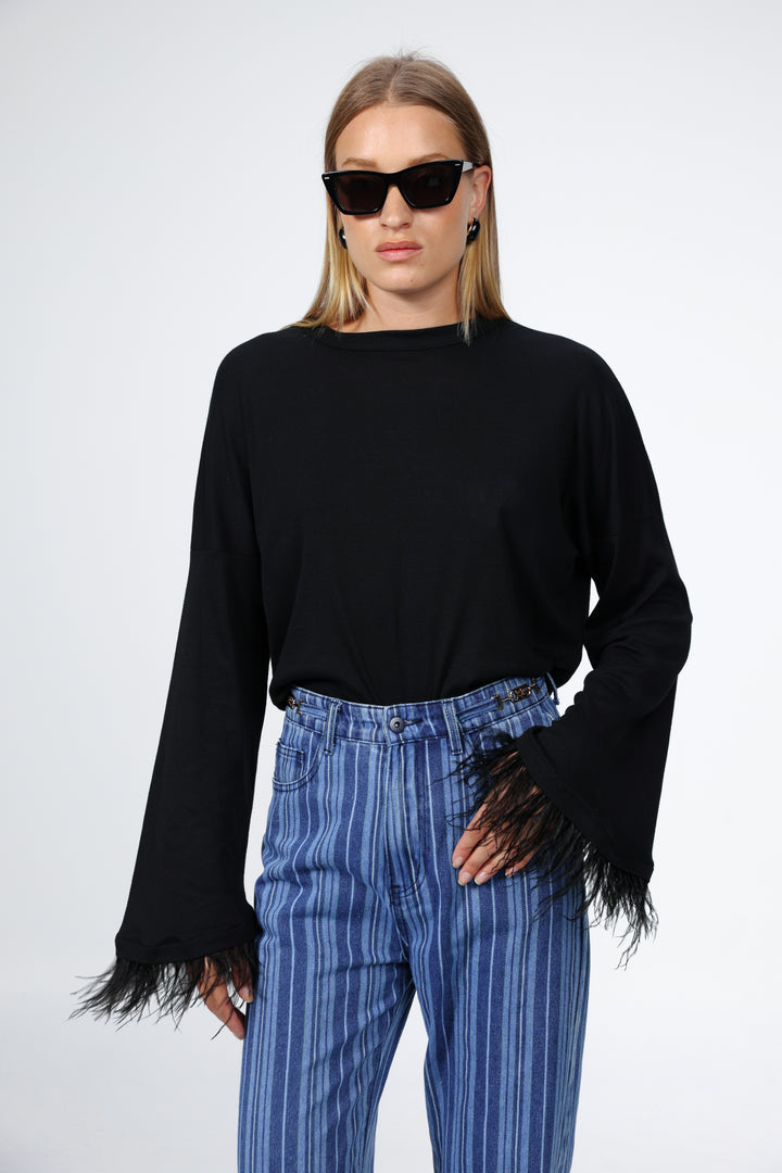 Boyfriend Black Feathers Shirt