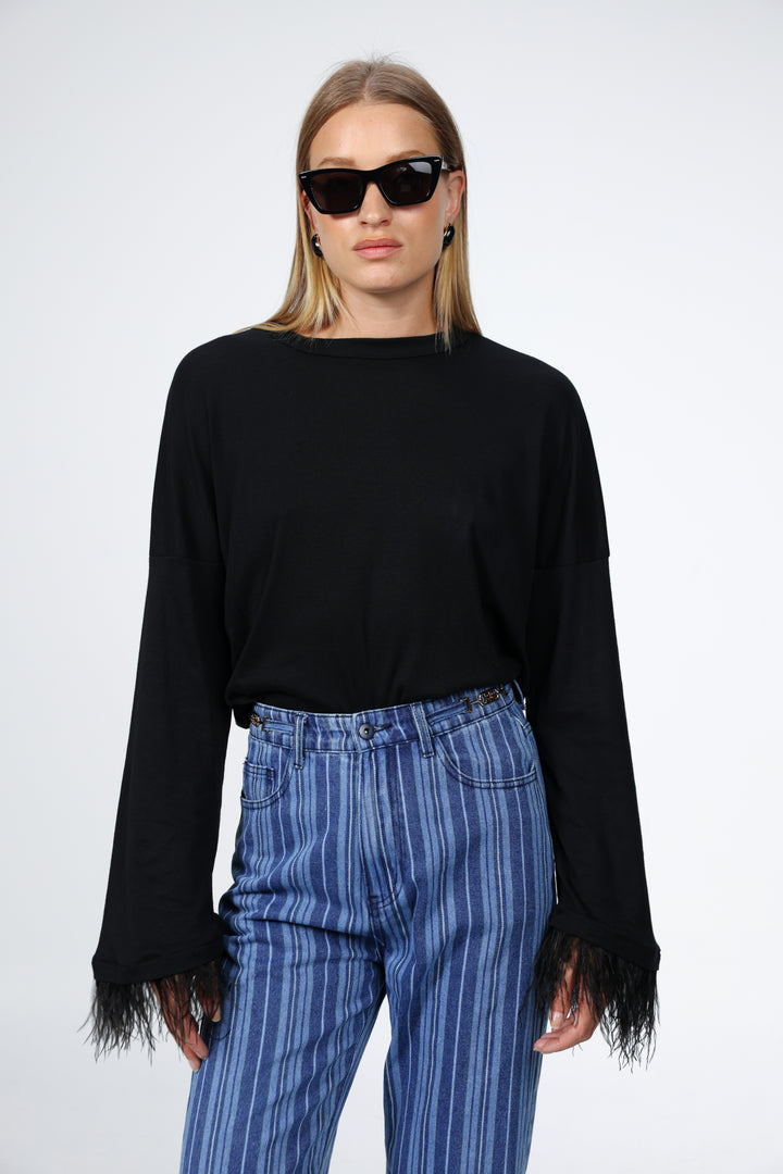 Boyfriend Black Feathers Shirt