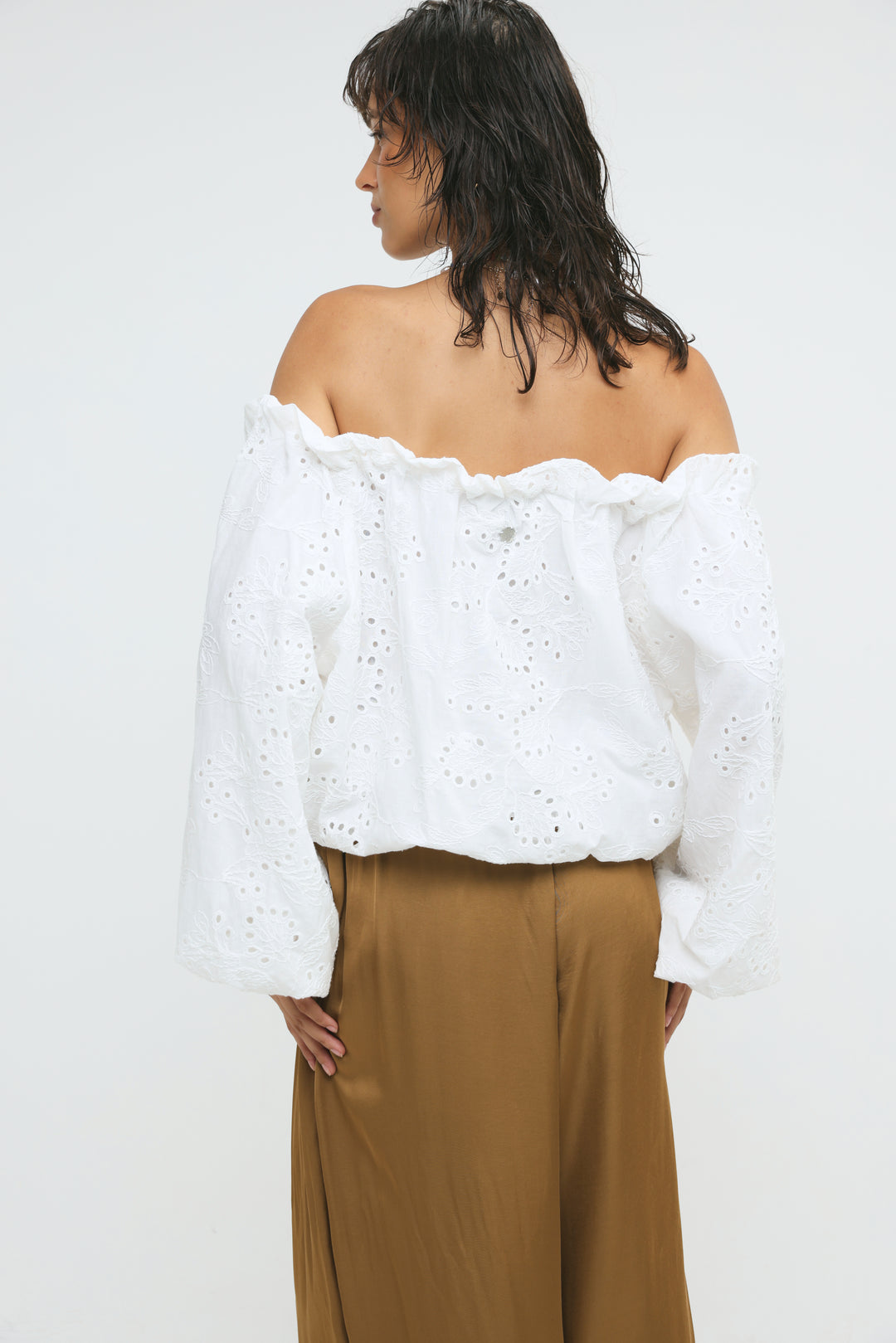 Eyelet White Off Shoulder Blouse
