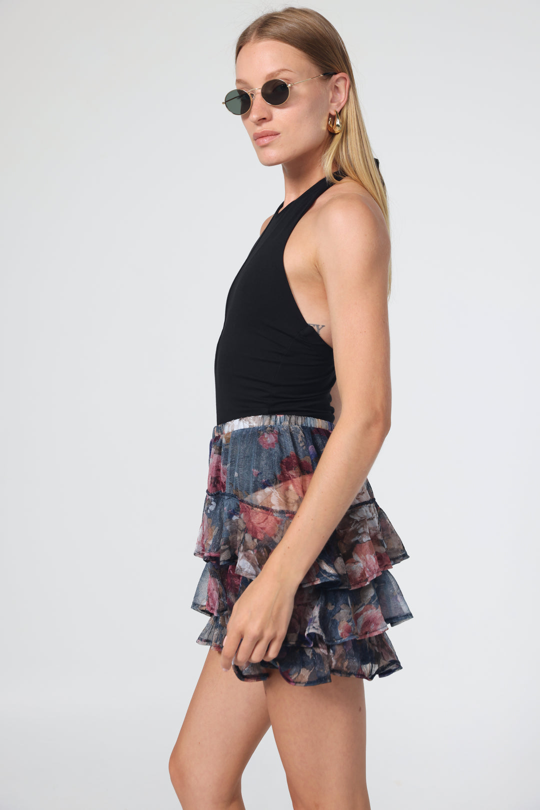Floral Peplum Mini Skirt