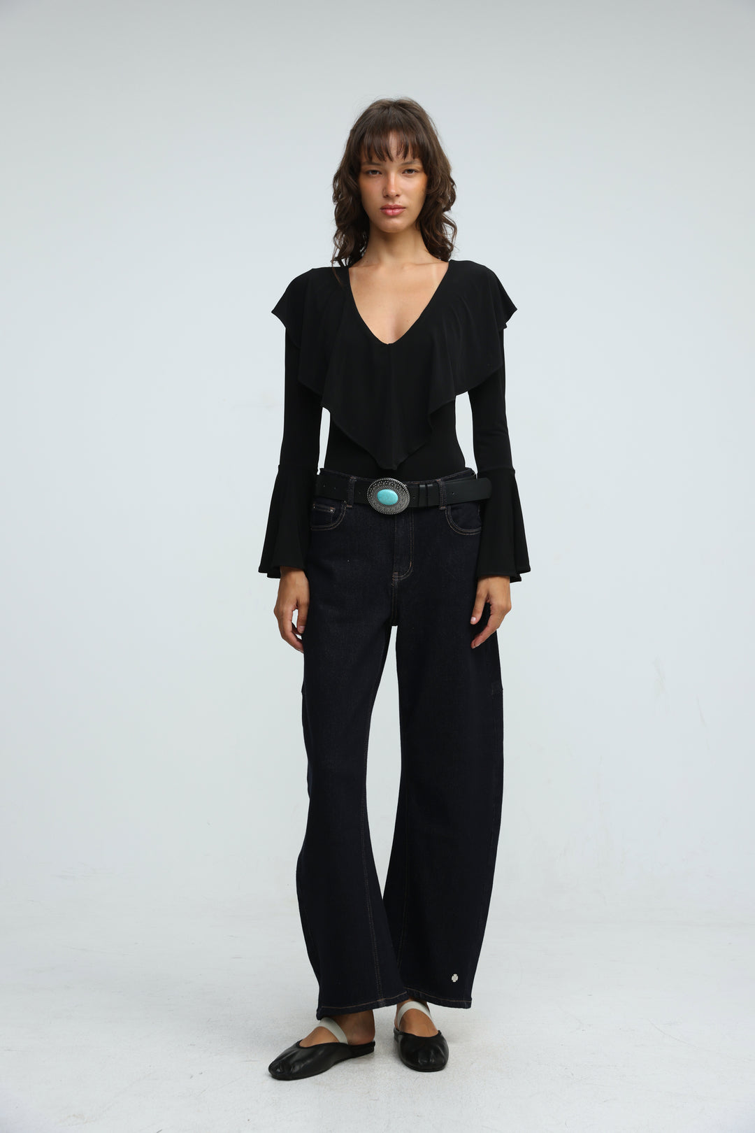 Overlap Black Bodysuit