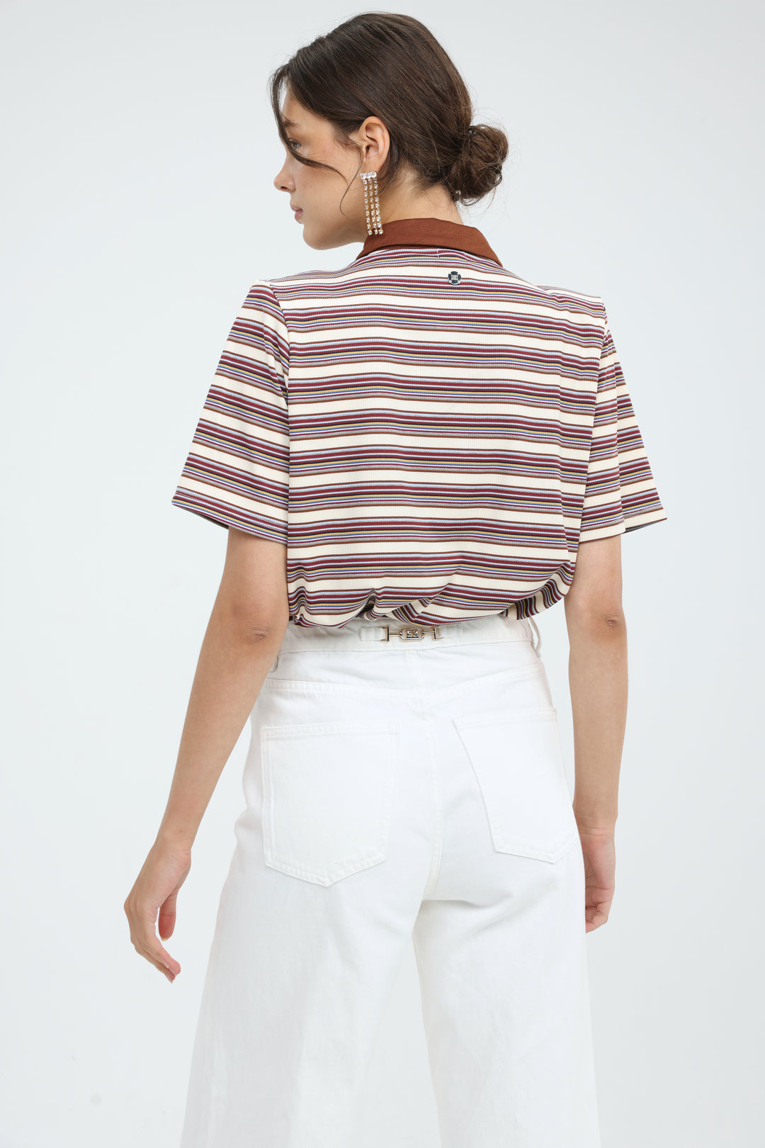 Forward Beige Striped Padded Polo