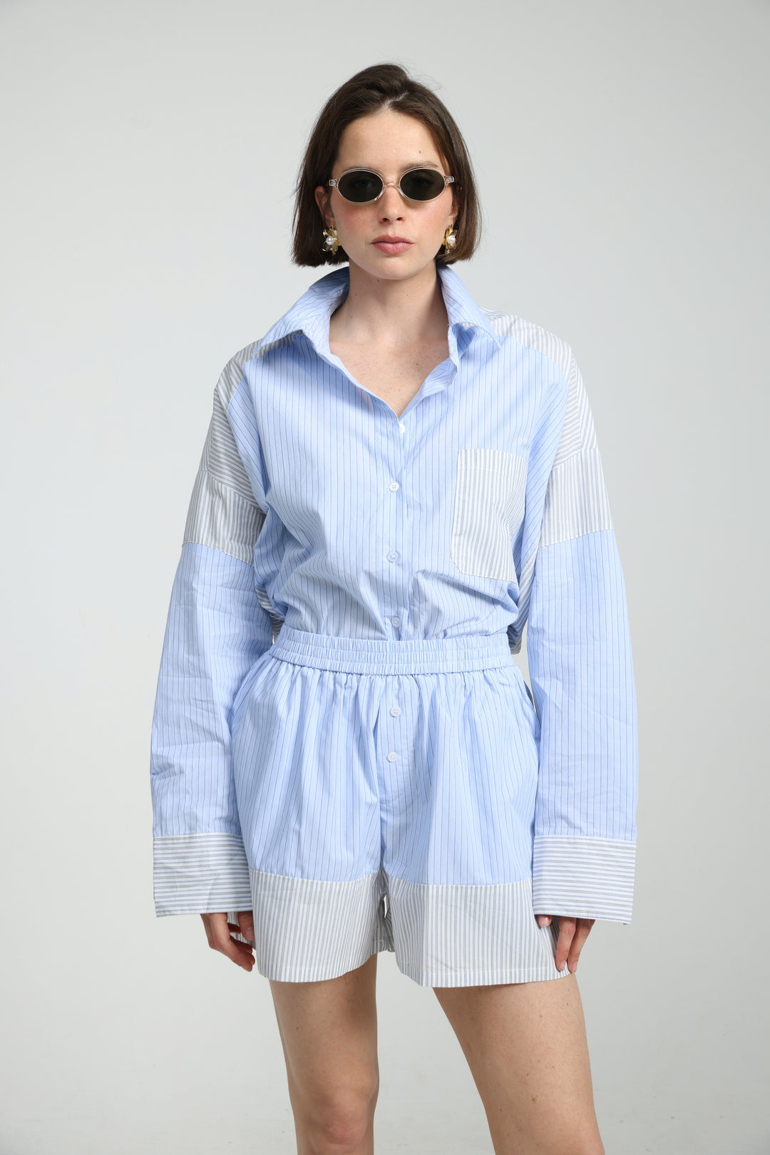 Mixed Stripe Light Blue Shorts