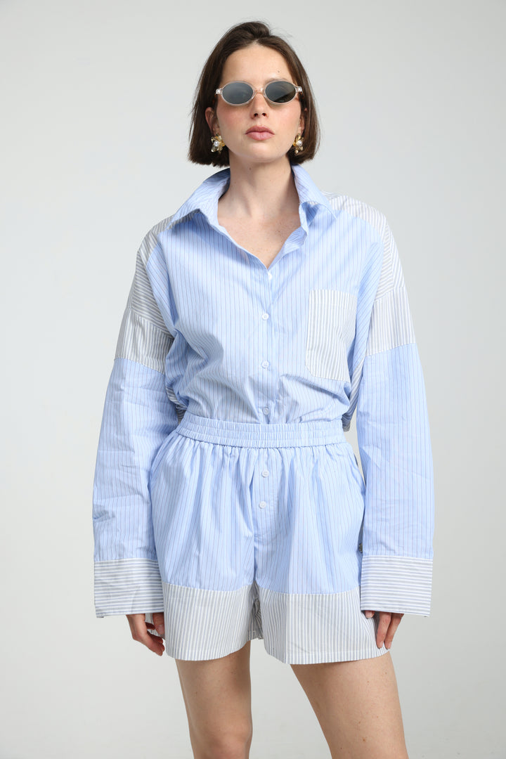 Mixed Stripe Light Blue Shorts