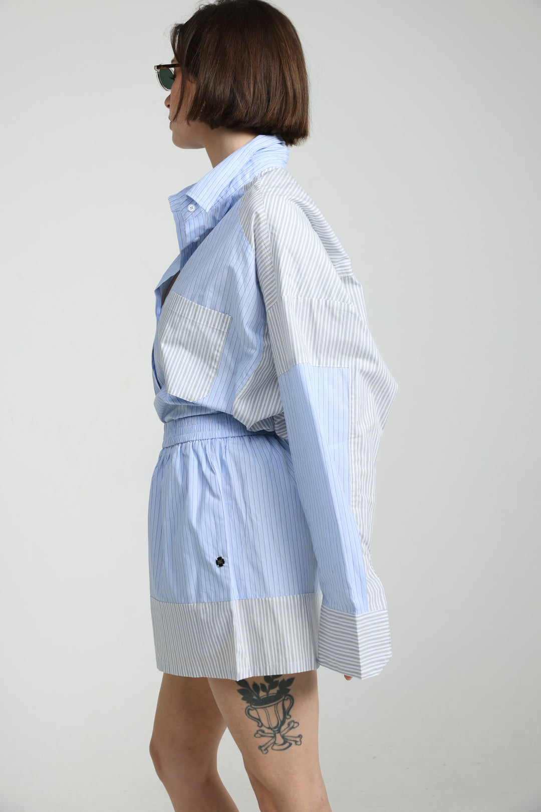 Mixed Stripe Light Blue Shorts