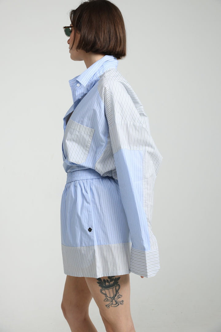 Mixed Stripe Light Blue Shorts