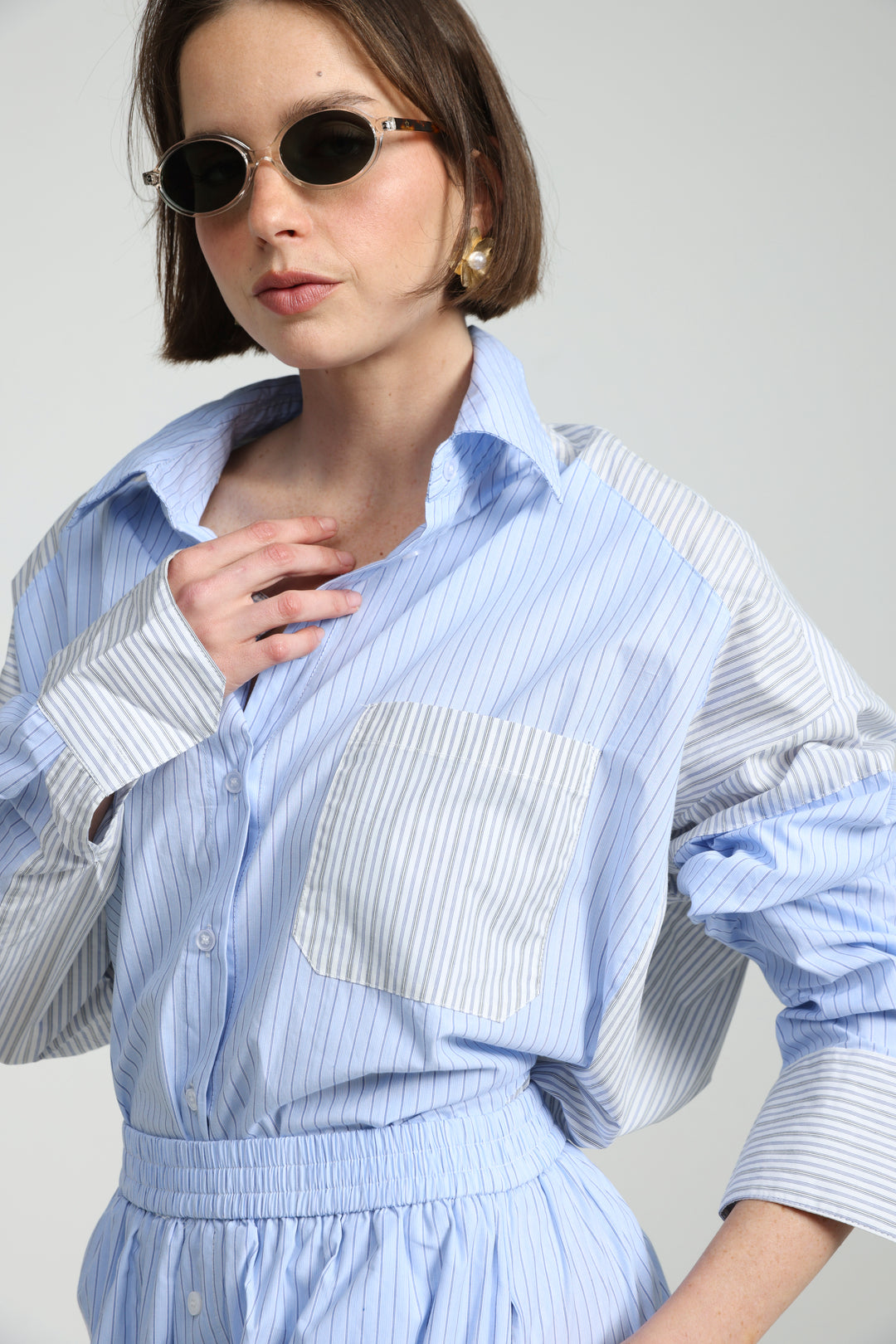 Mixed Stripe Light Blue Buttoned Shirt