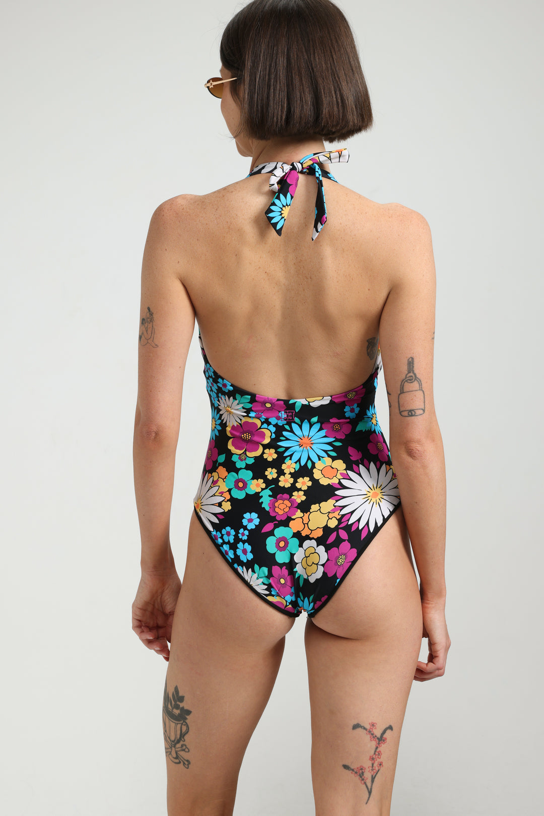 בגד ים שלב גב פתוח פרחוני Surrealism Floral Swimsuit