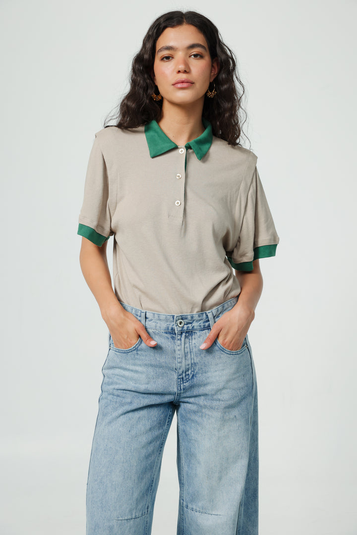 Simply Beige Mixed Polo
