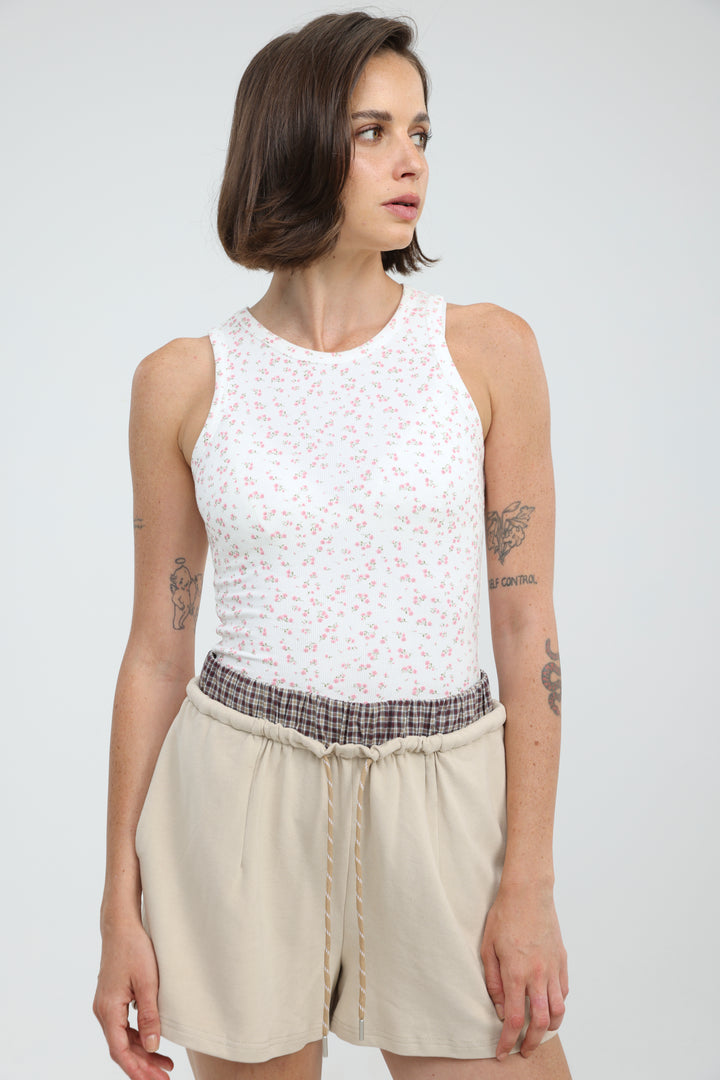 GoldenHour White Floral Tank