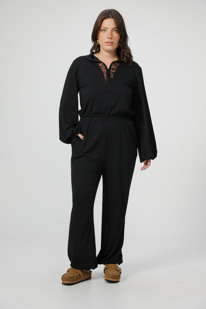 Adamon Lace Brown Jumpsuit