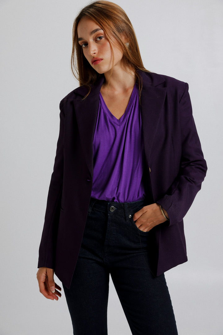 Slim Purple Blazer מעיל בלייזר דק בצבע סגול