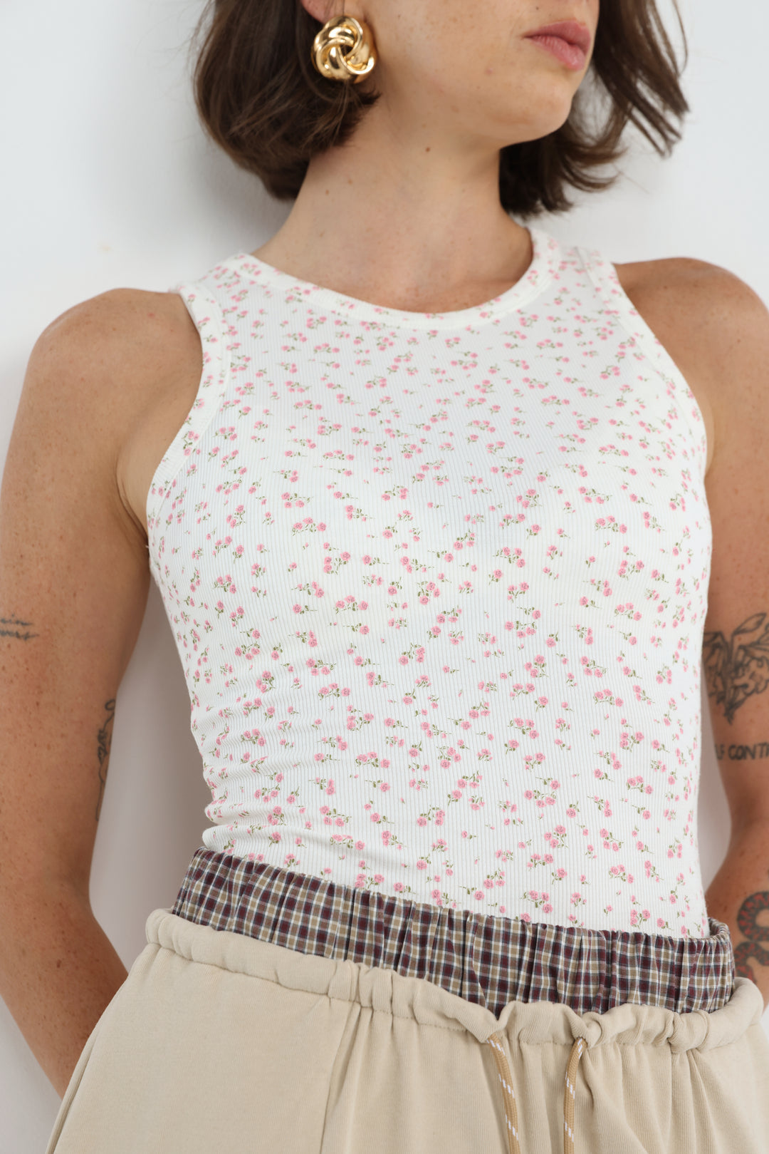 GoldenHour White Floral Tank