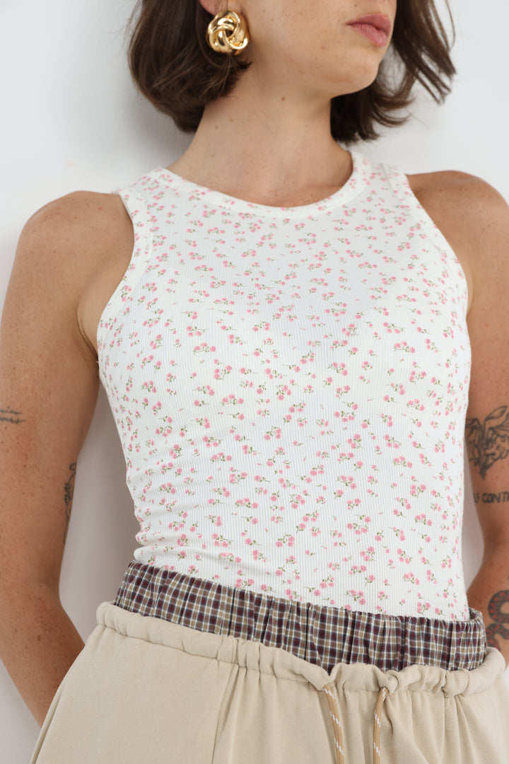 GoldenHour White Floral Tank