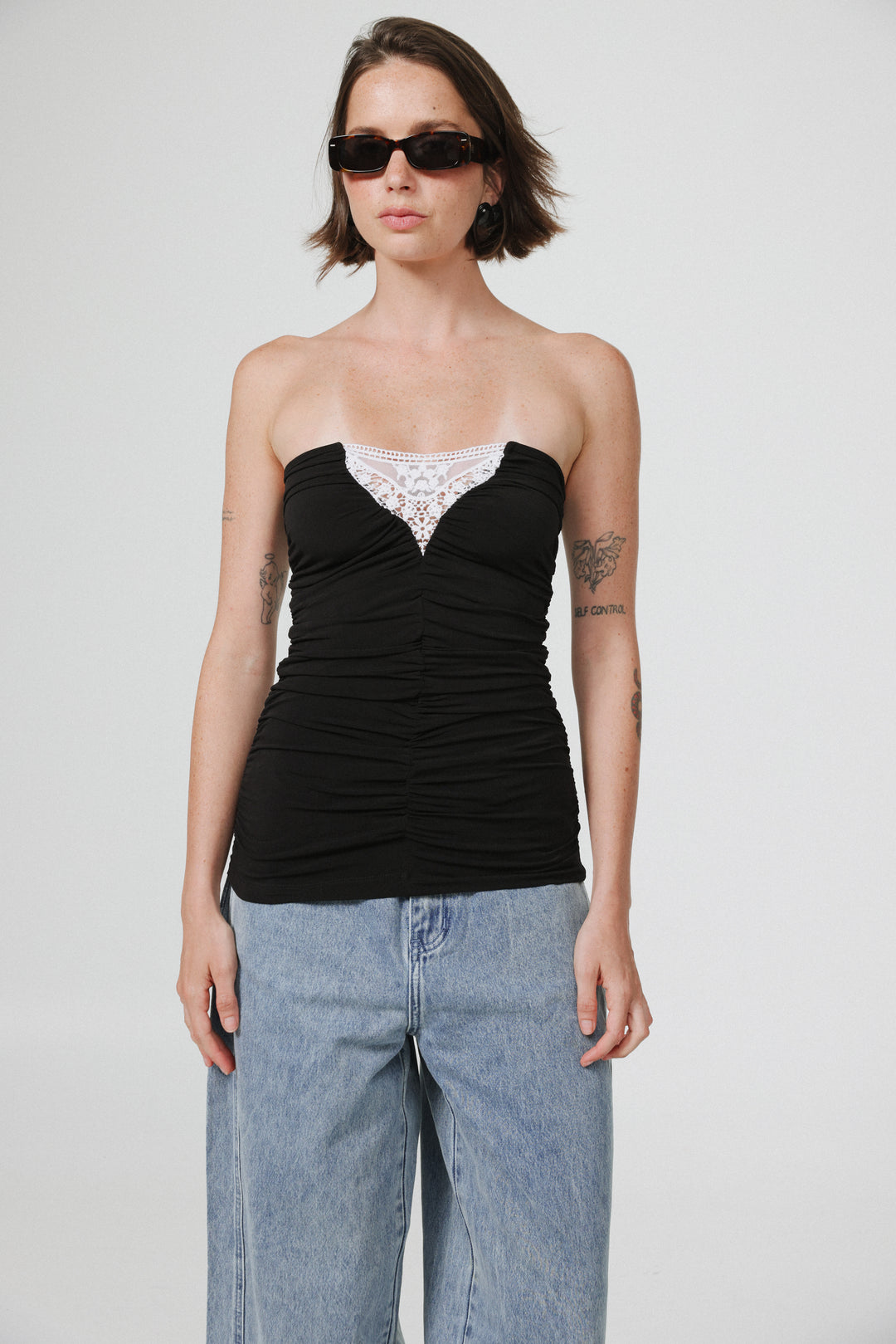 Livi Black&White Strapless Top
