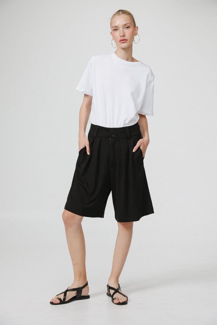 Keyboard Black Bermuda Shorts