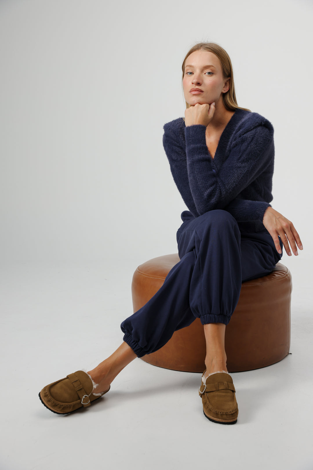 כפכפי מיולז פרווה Suede Camel Mules 