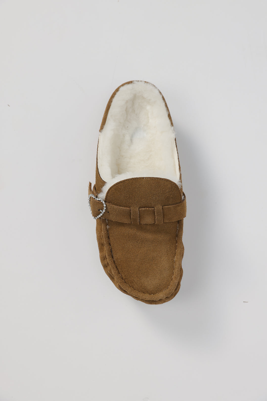 נעל פרווה עם גימור זמש Suede Camel Mules 