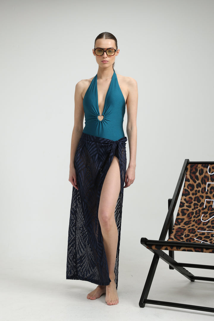 Lacy Navy Wrap Skirt