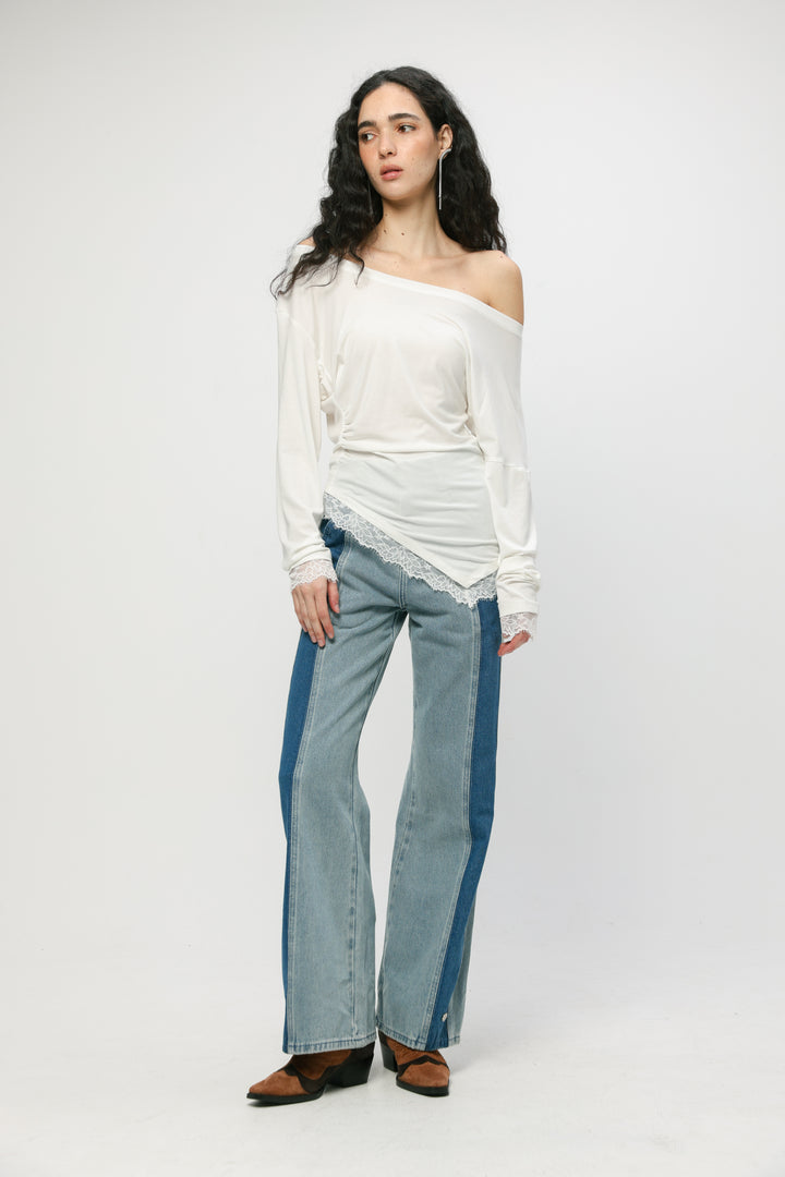 Fresh Cream One Shoulder Shirt