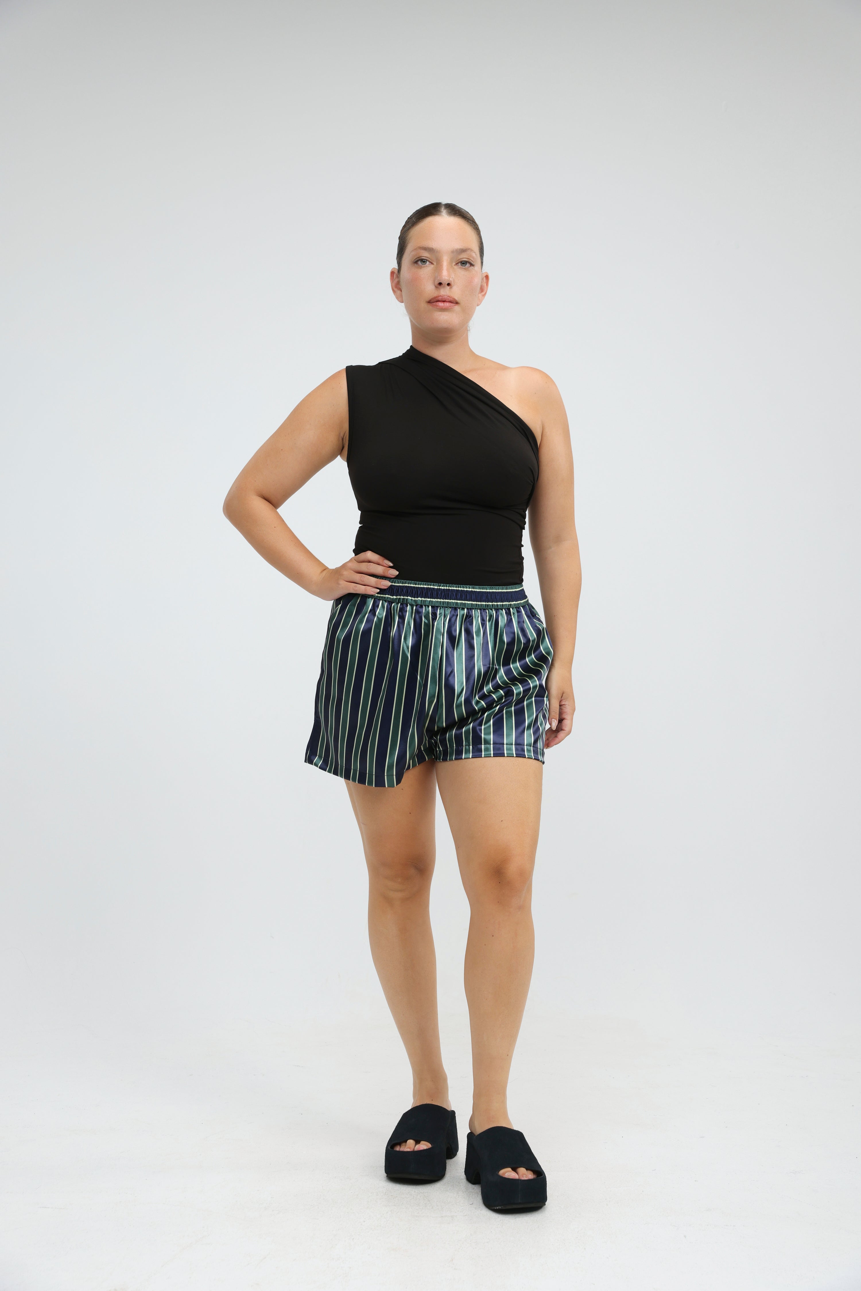 Green Striped Satin Shorts – SEESTARZ