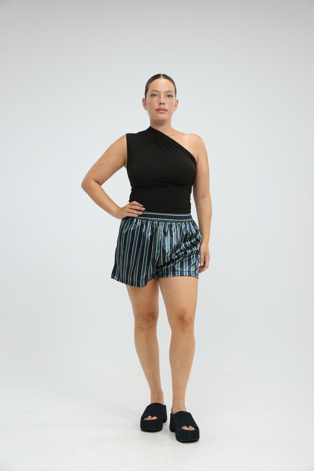 Joy Purple Striped One Shoulder Top