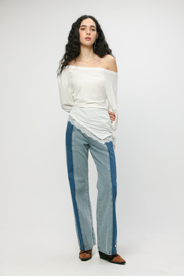 Fresh Cream One Shoulder Shirt
