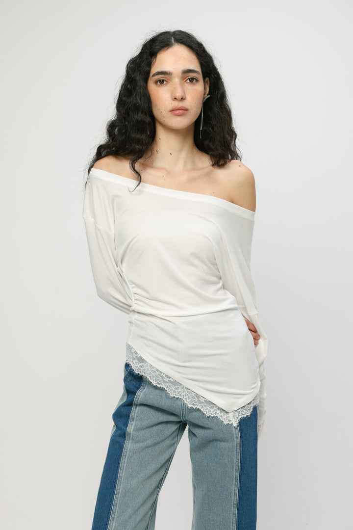 Fresh Cream One Shoulder Shirt