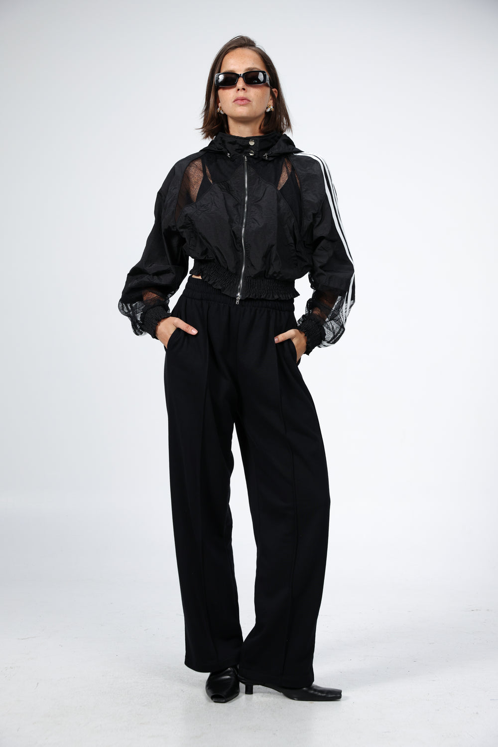 מעיל רוח לנשים Nylon & Lace Black Windbreaker 