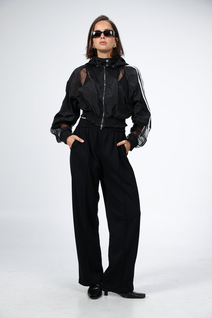 מעיל רוח לנשים Nylon & Lace Black Windbreaker 