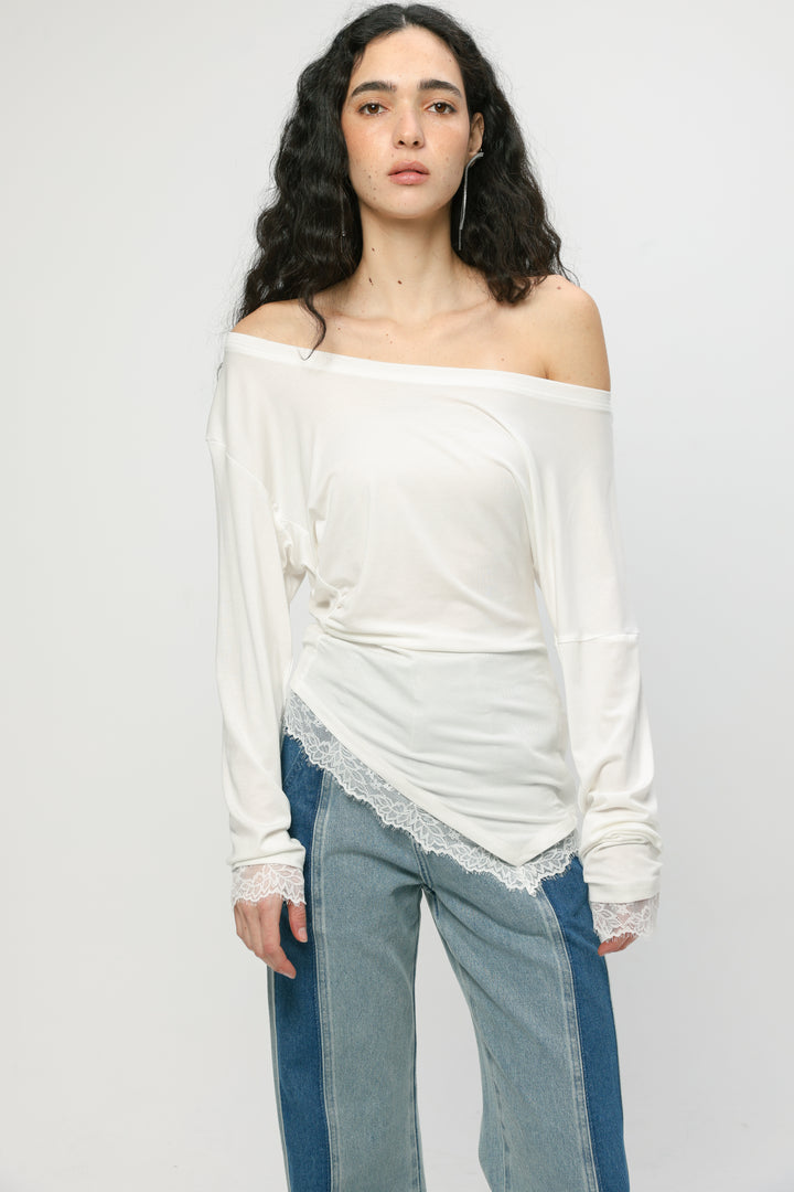 Fresh Cream One Shoulder Shirt