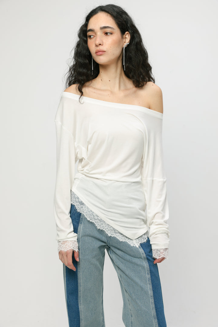Fresh Cream One Shoulder Shirt
