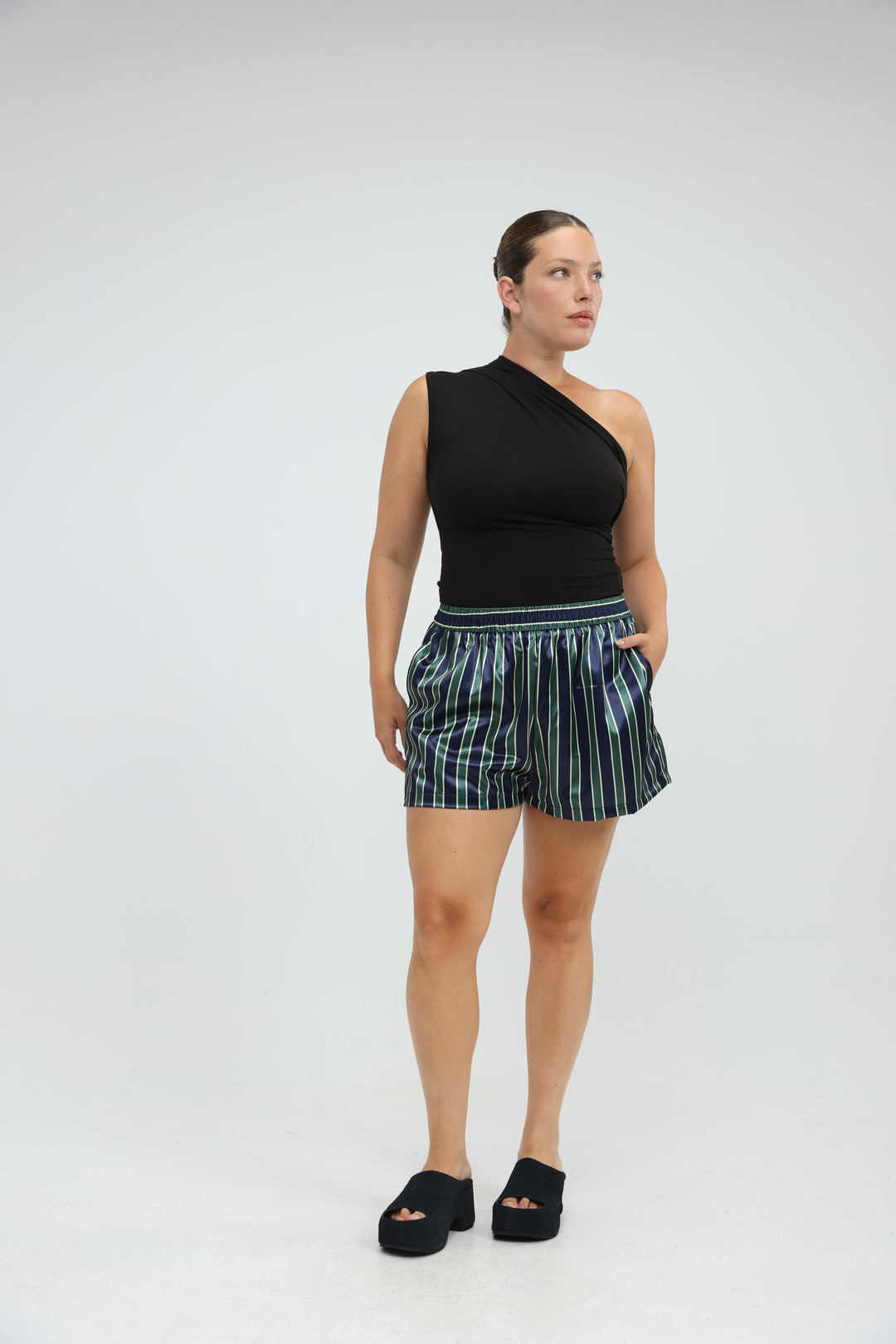 Joy Pink Striped One Shoulder Top