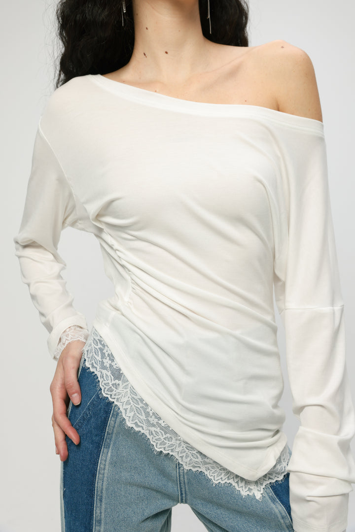 Fresh Cream One Shoulder Shirt
