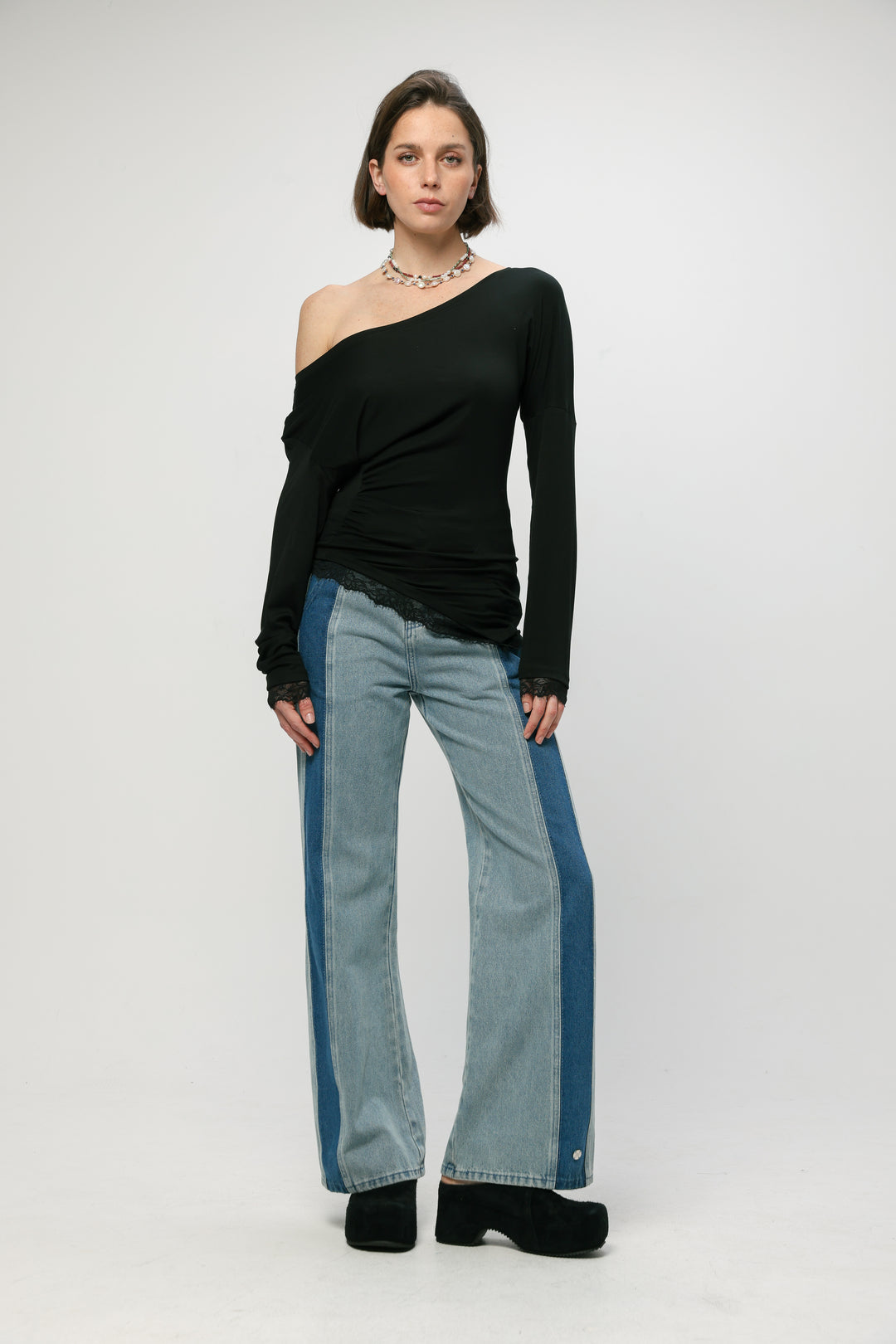 Fresh Black One Shoulder Shirt