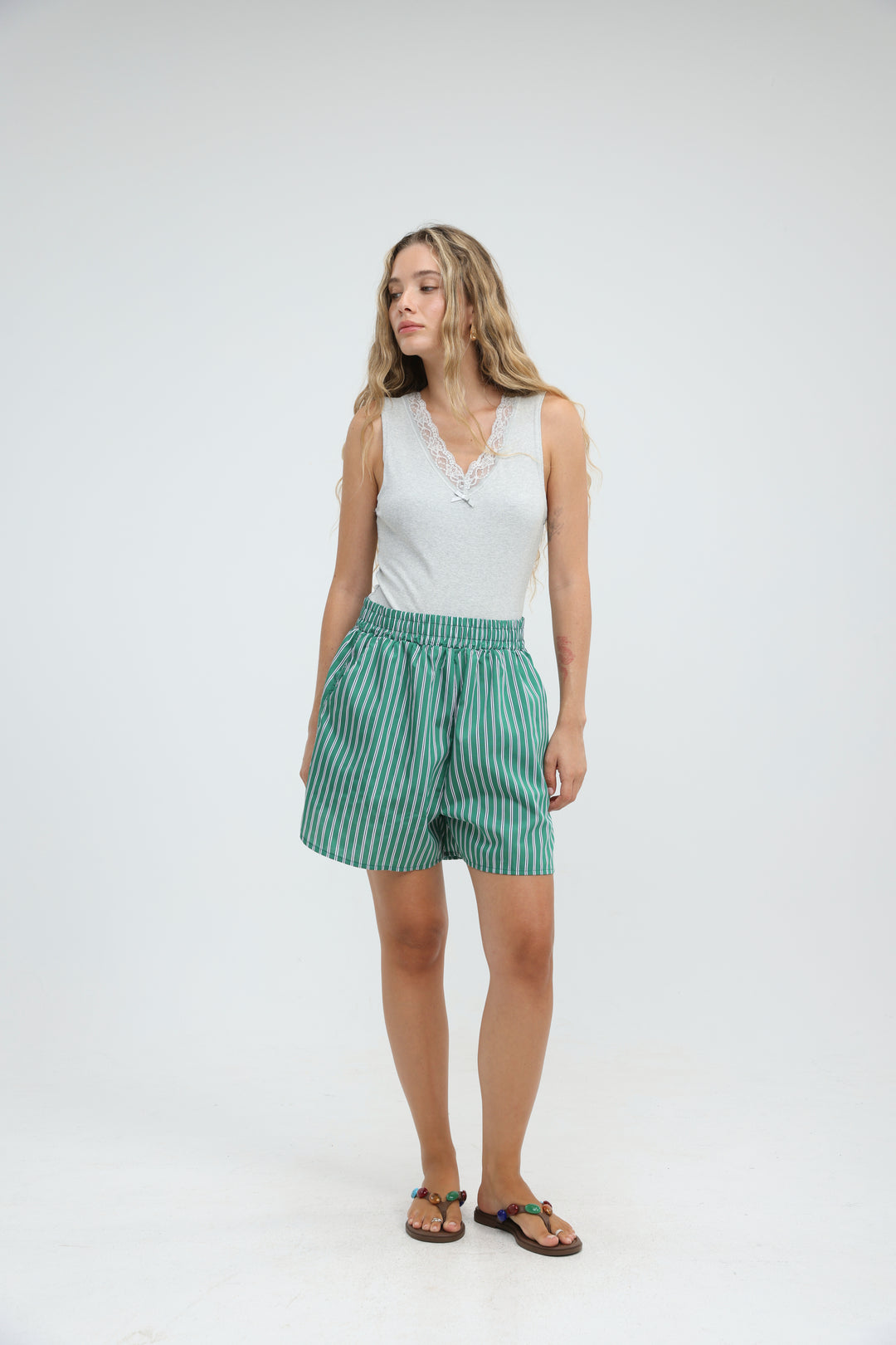 Buni's Green Striped Shorts