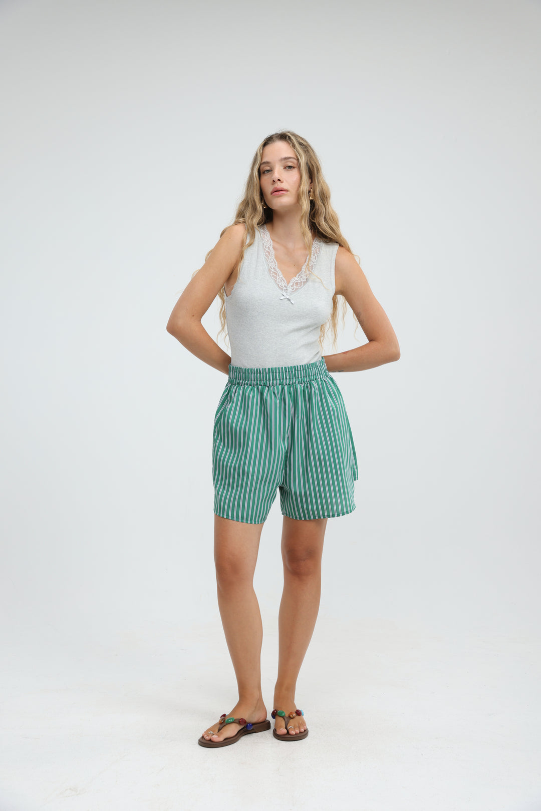 Buni's Green Striped Shorts