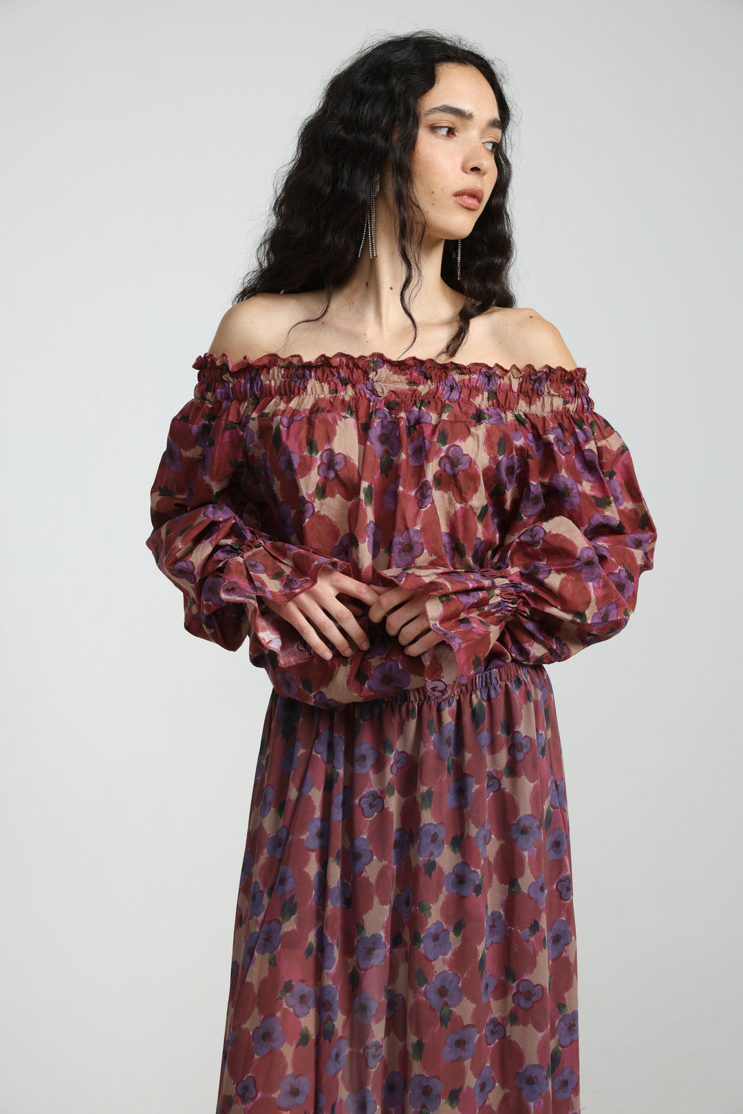 Playful Floral Off Shoulder Top