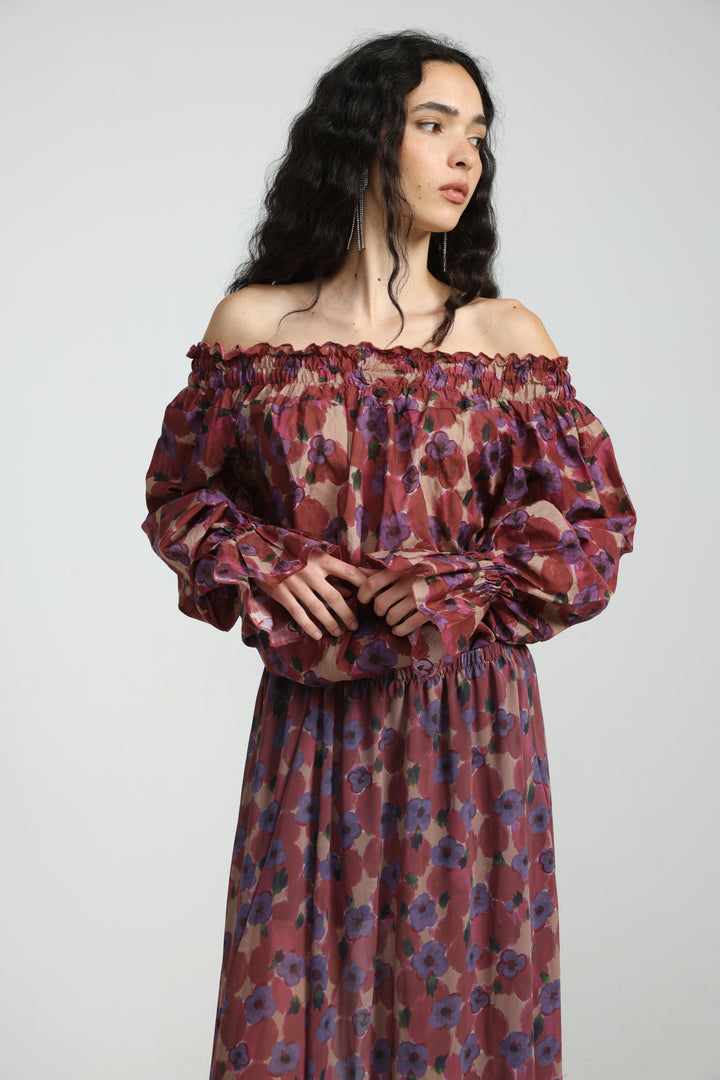 Playful Floral Off Shoulder Top