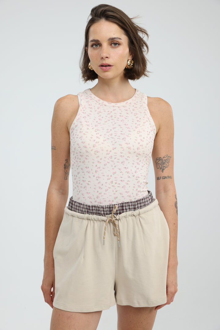 GoldenHour Cream Floral Tank