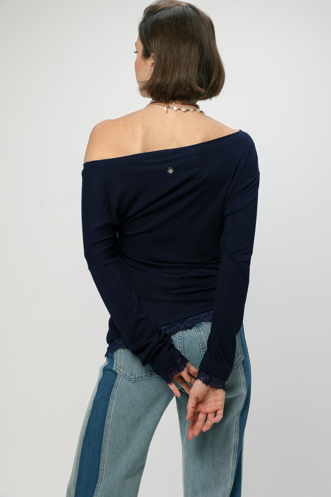 Fresh Navy One Shoulder Shirt